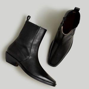 MADEWELL Size 9 The Idris Ankle Boot in Leather Black